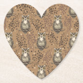 Brown Owl Illustriert Woodland Muster Untersetzer (Vorderseite)