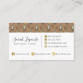 Brown Owl Illustriert Woodland Muster Visitenkarte (Rückseite)