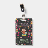 Brown Owl on Book Library Hall Pass Abzeichen Ausweis (Vorderseite mit Clip)