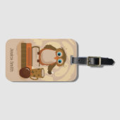 Brown Owl on Books Luggage Tag Gepäckanhänger (Vorderseite (Horizontal))
