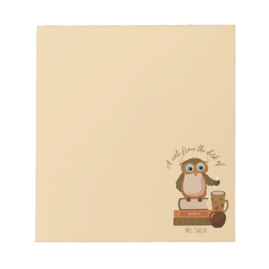 Brown Owl on Books Teacher Notepad Notizblock (Vorderseite)