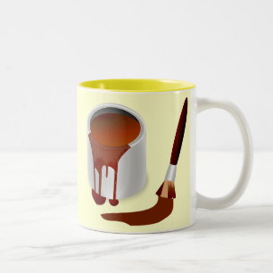 BROWN PAINT TIN UND PAINBRUSH ZWEIFARBIGE TASSE