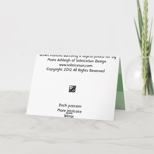 Brown Painted Butterfly Karte (Rückseite)