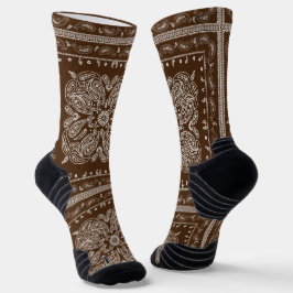 Brown Paisley Bandana Print Socken