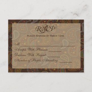 Brown Paisley Party RSVP-Karte RSVP Karte