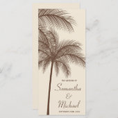 Brown Palm Tree Tropical Wedding Programm (Vorne/Hinten)