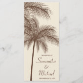 Brown Palm Tree Tropical Wedding Programm (Vorderseite)