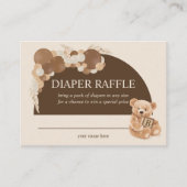 Brown Pampas Grass Teddy Bear Diaper Raffel Begleitkarte (Vorderseite)