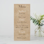 Brown Paper Bag Rustic Heart Wedding Menu List Menükarte (Stehend Vorderseite)