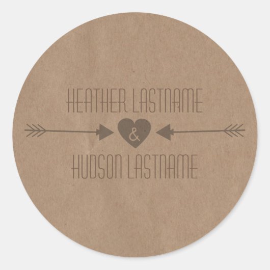 Brown Paper Inspiriert Brown Arrows Wedcker Runder Aufkleber (Vorderseite)