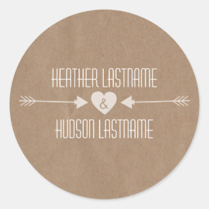 Brown Paper Inspiriert White Arrows Wedcker Runder Aufkleber