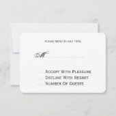 Brown Paper Inspiriert White Wreath Monogram RSVP Karte (Rückseite)