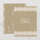 Brown Paper & Lace Natural Rustic Wedding RSVP Einladungspostkarte (Vorne/Hinten)