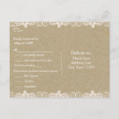 Brown Paper & Lace Natural Rustic Wedding RSVP Einladungspostkarte (Rückseite)