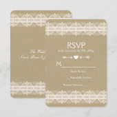 Brown Paper & Lace Natural Rustic Wedding RSVP Karte (Vorne/Hinten)