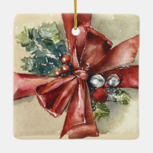 Brown Paper Package with Red & Cream Extravagant B Keramikornament