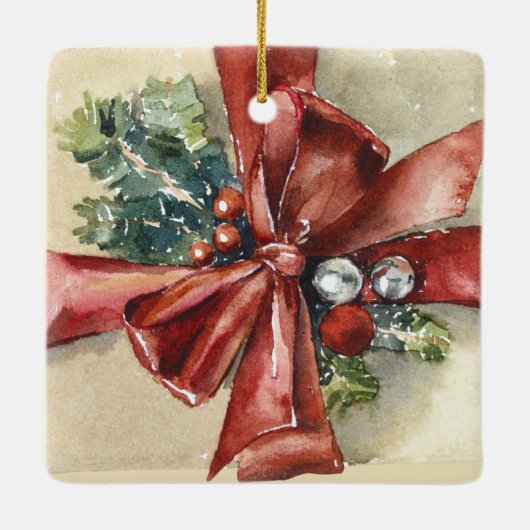 Brown Paper Package with Red & Cream Extravagant B Keramikornament (Rückseite)