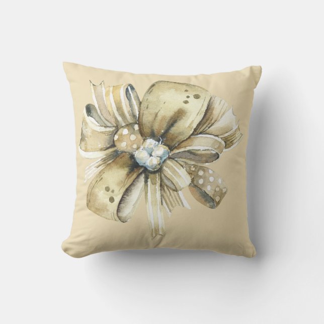 Brown Paper Package with Red & Cream Extravagant B Kissen (Vorderseite)