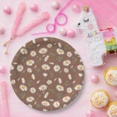 Brown Paper Plate with Daisy Flowers - Birthday Pappteller (Party)
