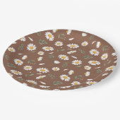 Brown Paper Plate with Daisy Flowers - Birthday Pappteller (Schrägansicht)
