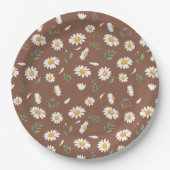 Brown Paper Plate with Daisy Flowers - Birthday Pappteller (Vorderseite)