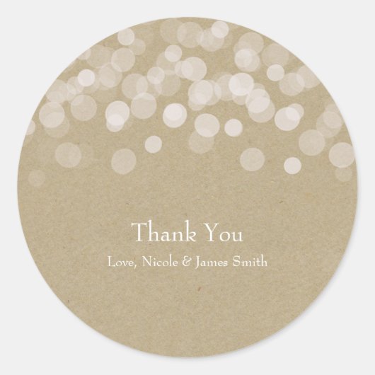 Brown Paper Simple Rustic Gastgeschenk Hochzeit Runder Aufkleber (Vorderseite)