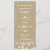 Brown Paper Simple Rustic Lights Wedding Programm (Rückseite)
