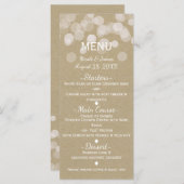 Brown Paper Simple Rustic Lights Wedgemenü Menükarte (Vorne/Hinten)