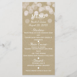 Brown Paper Simple Rustic Lights Wedgemenü Menükarte