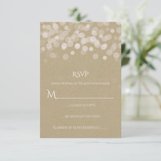 Brown Paper Simple Rustic Wedding RSVP (Stehend Vorderseite)