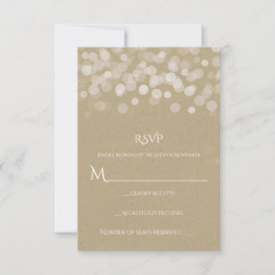 Brown Paper Simple Rustic Wedding RSVP Karte
