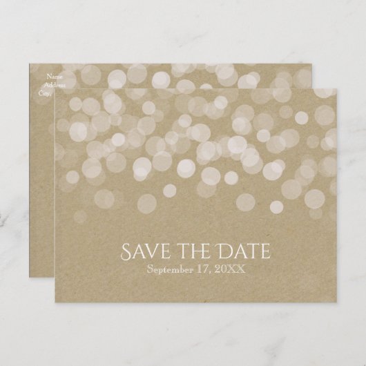 Brown Paper Simple Rustic Wedding speichern das Da Ankündigungspostkarte (Vorne/Hinten)