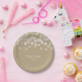 Brown Paper Simple Rustic White Lights Wedding Pappteller