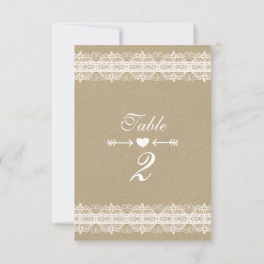 Brown Paper & White Lace Natural Rustic Wedding Einladung (Rückseite)