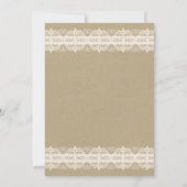 Brown Paper & White Lace Natural Rustic Wedding Einladung (Rückseite)