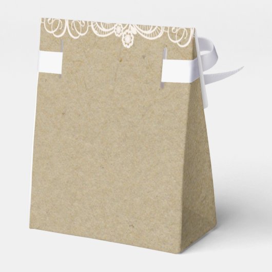 Brown Paper & White Lace Natural Rustic Wedding Geschenkschachtel (Rückseite)