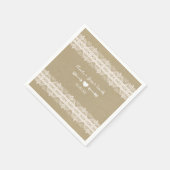 Brown Paper & White Lace Natural Rustic Wedding Serviette (Ecke)