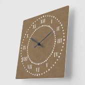 Brown Parchment Look Roman Numerals Wall Clock Quadratische Wanduhr (Winkel)