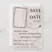 Brown Paris Passport Save the Date (Rückseite)