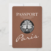 Brown Paris Passport Save the Date (Vorderseite)