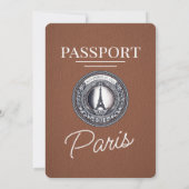 Brown Paris Passport Wedding Einladung (Rückseite)