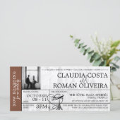Brown Paris Wedding Boarding Pass (Stehend Vorderseite)