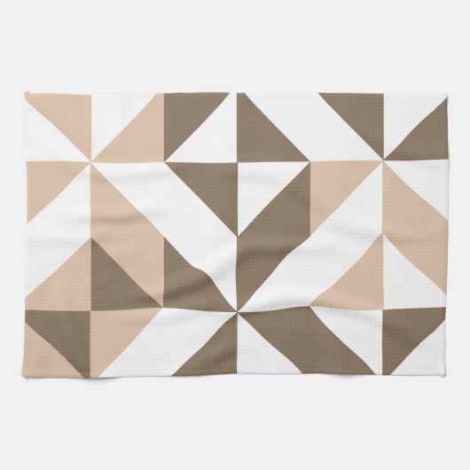 Brown Patchwork Geometric Deko Cube Pattern Geschirrtuch (Horizontal)