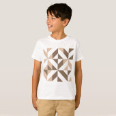Brown Patchwork Geometric Deko Cube Pattern T-Shirt (Vorne ganz)