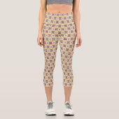 Brown Pattern Mexiko Inspiriert Capri Leggings (Vorderseite)