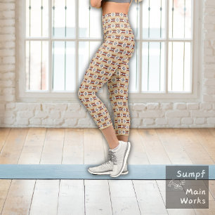 Brown Pattern Mexiko Inspiriert Capri Leggings