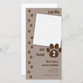 Brown Paw Print Geburtstagseinladung (Vorne/Hinten)