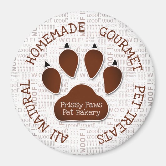 Brown Paw Print mit Firmenname und Kunstwerk Magnet (Vorne)