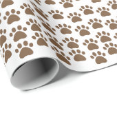 Brown Paw Print Pattern - Cute Pet Lover Design Geschenkpapier (Rolleneckpunkt)