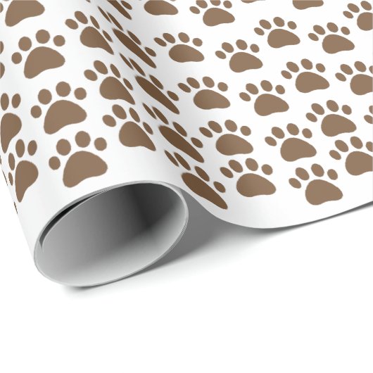 Brown Paw Print Pattern - Cute Pet Lover Design Geschenkpapier (Rolleneckpunkt)
